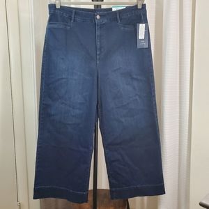 Charter Club Jeans Wide Leg Cropped Dark Wash size 16 NWT